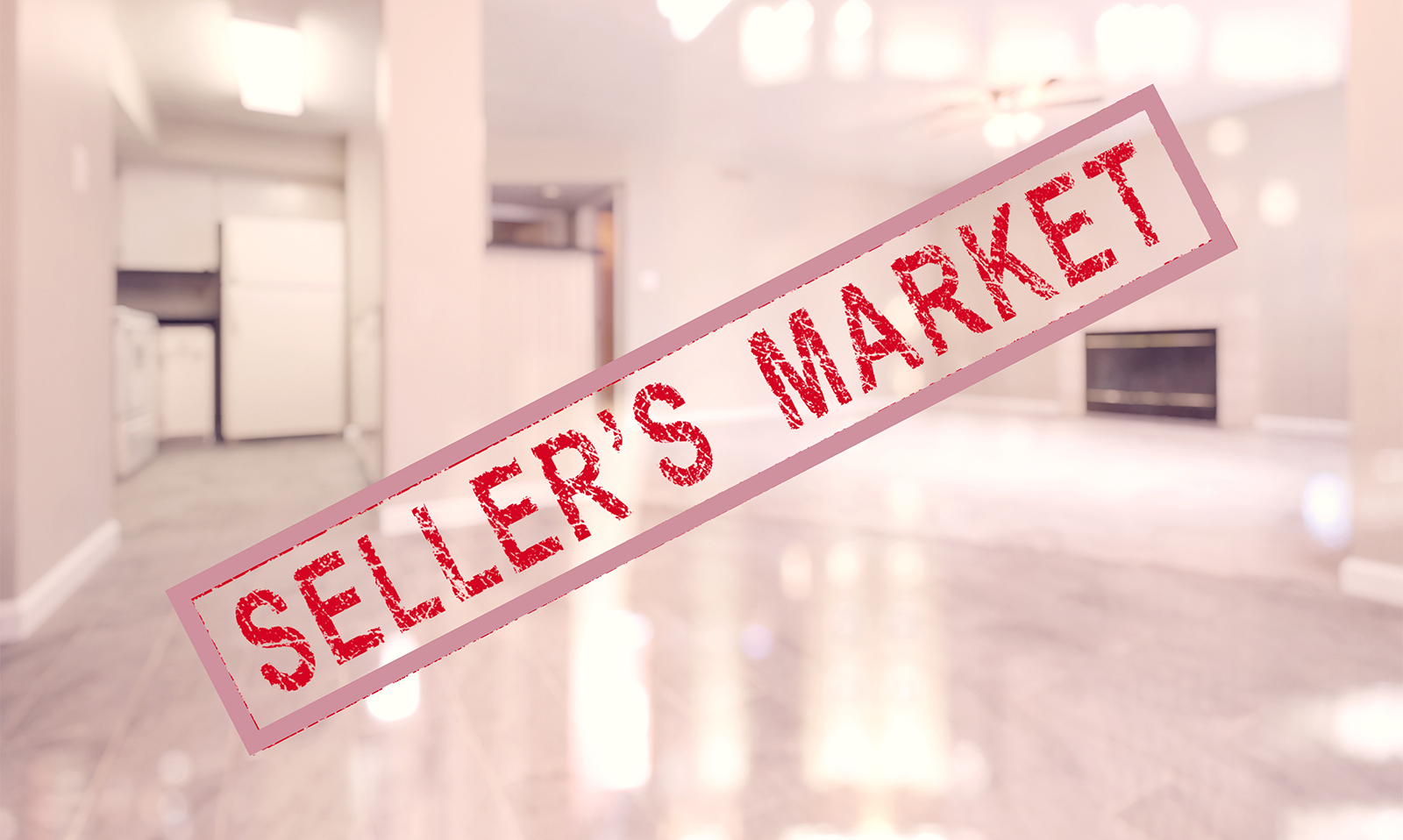 Marketing your Tampa FL Home Beautiful white interior home with Seller's Market on top
